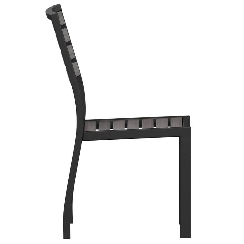 2 Pack Outdoor Faux Teak Side Chair with Poly Slats - Teak Patio Chair