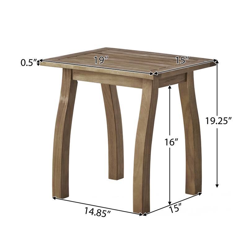 SELMA Acacia wood Accent Side Table in Natural Stained, Weather-Resistant Rectangular End Table
