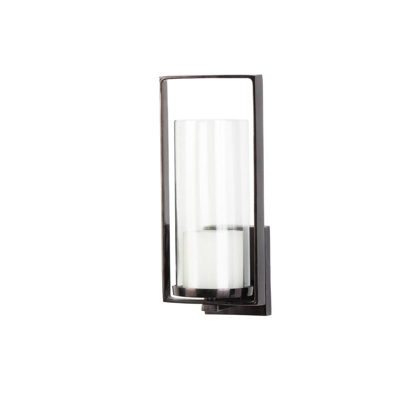 Metal Geometric Minimalistic Rectangular Wall Sconce - Black - Roche River Decor - 7"W x 7"L x 16"H