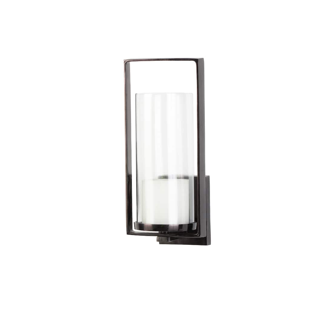Metal Geometric Minimalistic Rectangular Wall Sconce - Black - Roche River Decor - 7"W x 7"L x 16"H
