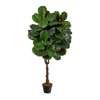 4.5' Fiddle Leaf Fig Artificial Tree (Indoor/Outdoor) - 6"