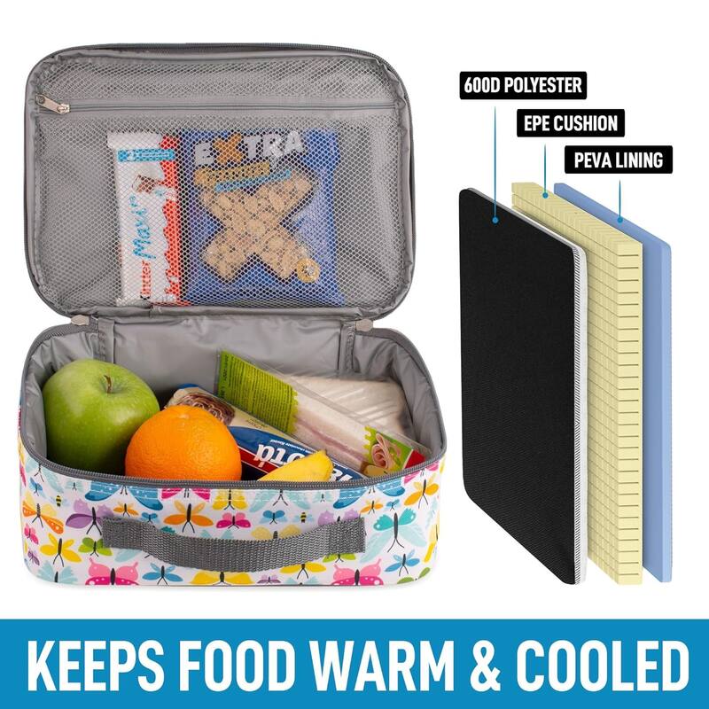 Zulay Kitchen Kids Insulated Lunch Bag with Spacious Compartment and Built-In Handle