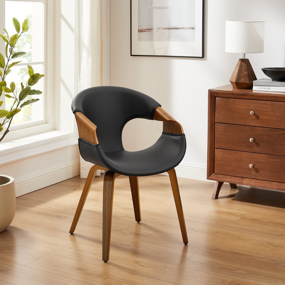 Art Leon Mid-century Modern Faux Leather Bentwood Dining Chair