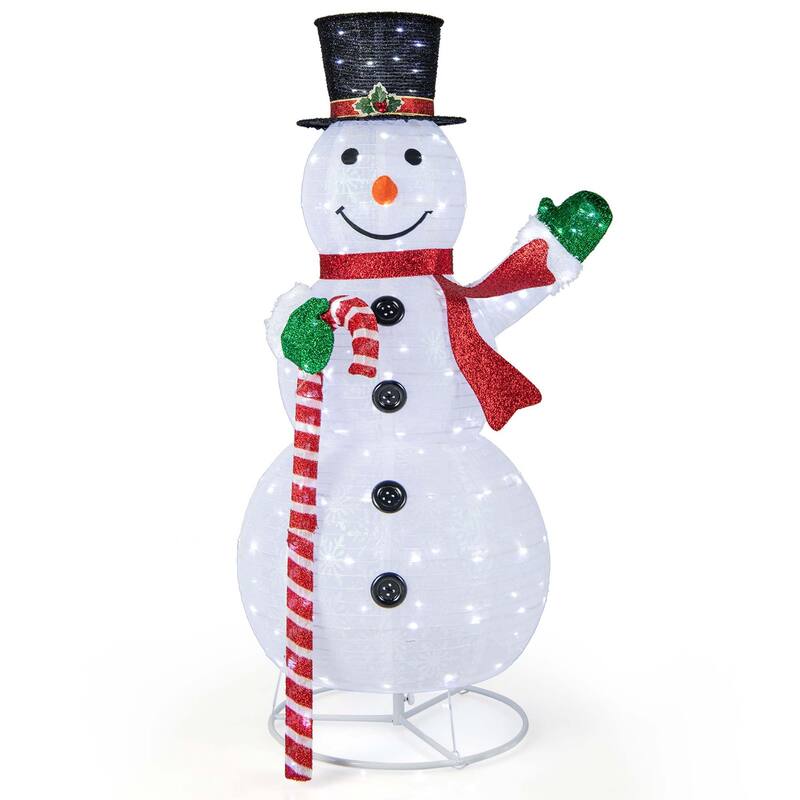 5FT Pre-lit Christmas Snowman Pop-up Xmas Holiday Decoration - White