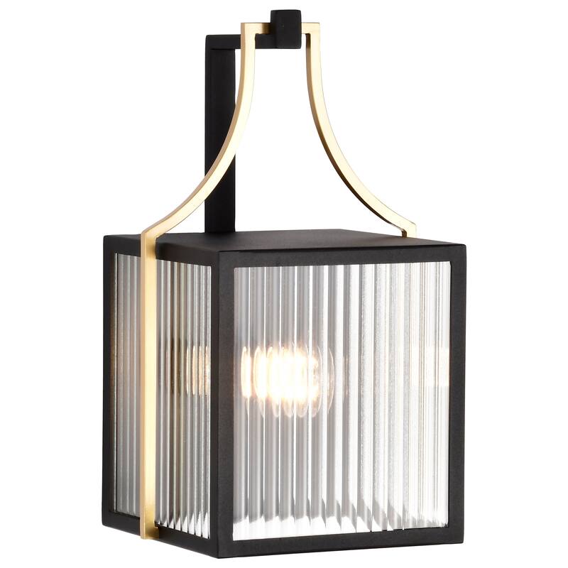 Holden Medium Outdoor Lantern Gold and Black Finish Clear Glass - Black / Gold