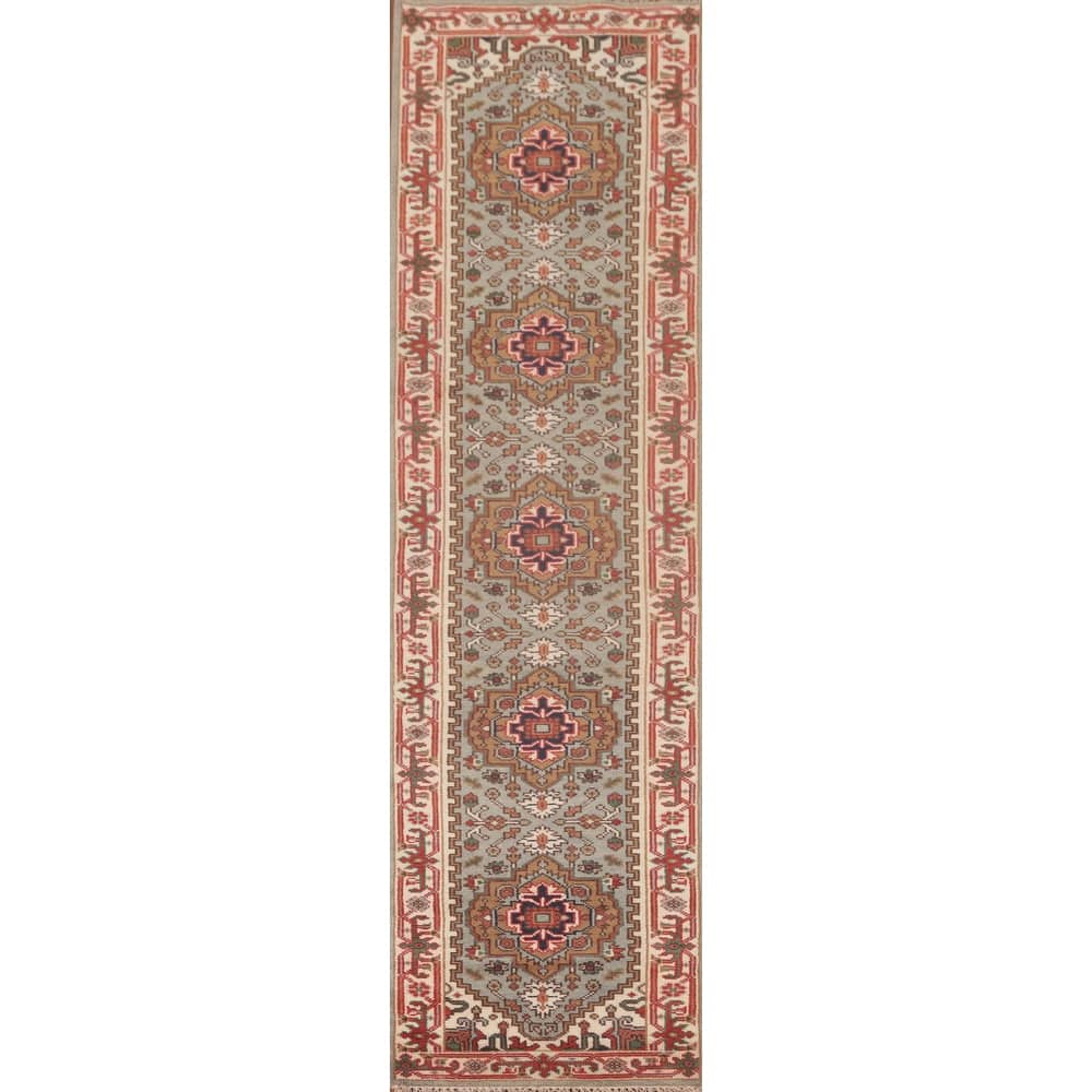 Grey Heriz-Serapi Oriental Runner Rug Handmade Wool Carpet - 2'6"x 12'0"
