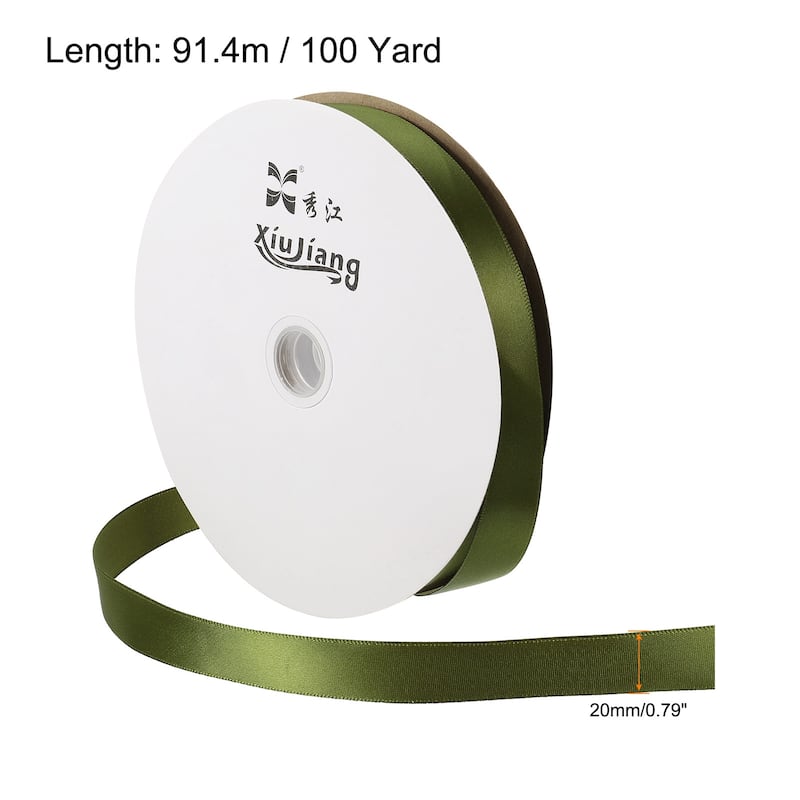 Satin Ribbon, Double Face Solid Crafts Roll for Party Home Decoration - Olive Green