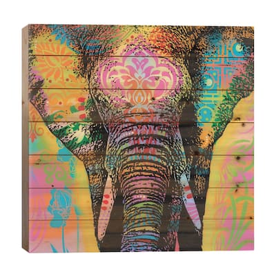 Eleph Print On Wood by Dean Russo - Multi-Color