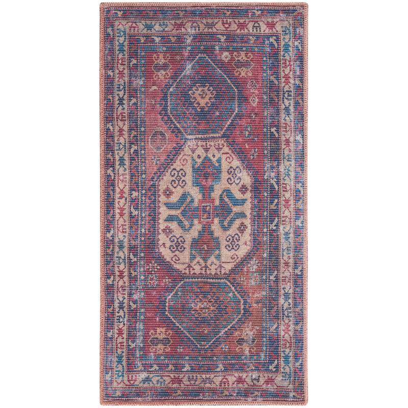 New Concept Washables Machine Washable Vintage Boho Medallion Area Rug