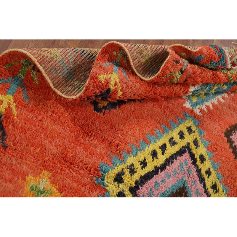 Orange Moroccan Oriental Area Rug Handmade Wool Carpet - 6'1" x 9'6"