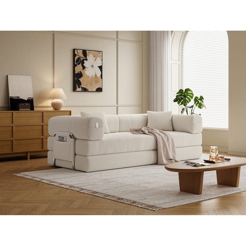 Modular Sectional Sofa,Convertible Pudding Block Sofa, Floor Standing Sofa Bed Arm Comfort Sofa Bed