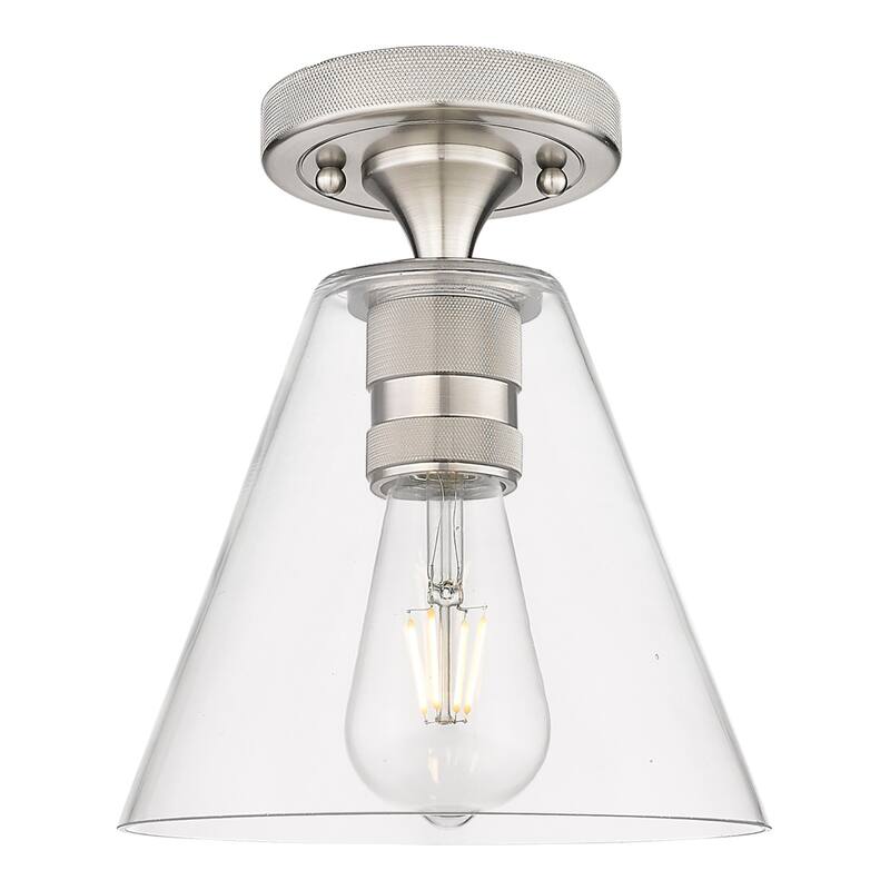 Innovations Lighting 434-1F-GBC-82 Crown Point 8" Wide Semi-Flush - Satin Nickel