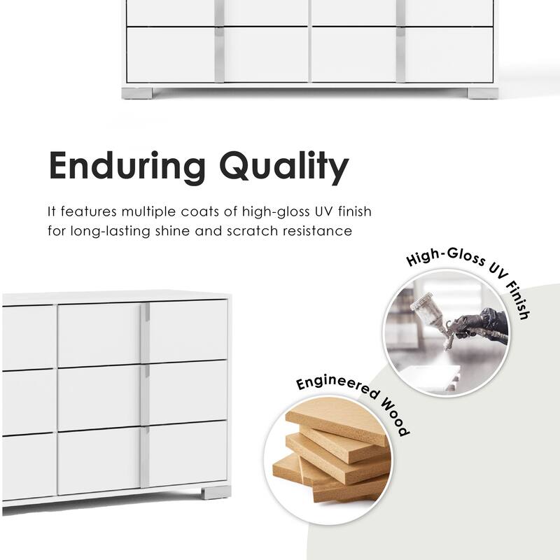 Furniture of America Erina Modern Glossy 6-Drawer Dresser