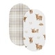 preview thumbnail 2 of 4, Sweet Jojo Designs Boho Highland Cow Boy, Girl, Gender Neutral 2 Pack Baby Bassinet Fitted Sheets - Taupe Plaid and Farm Animal