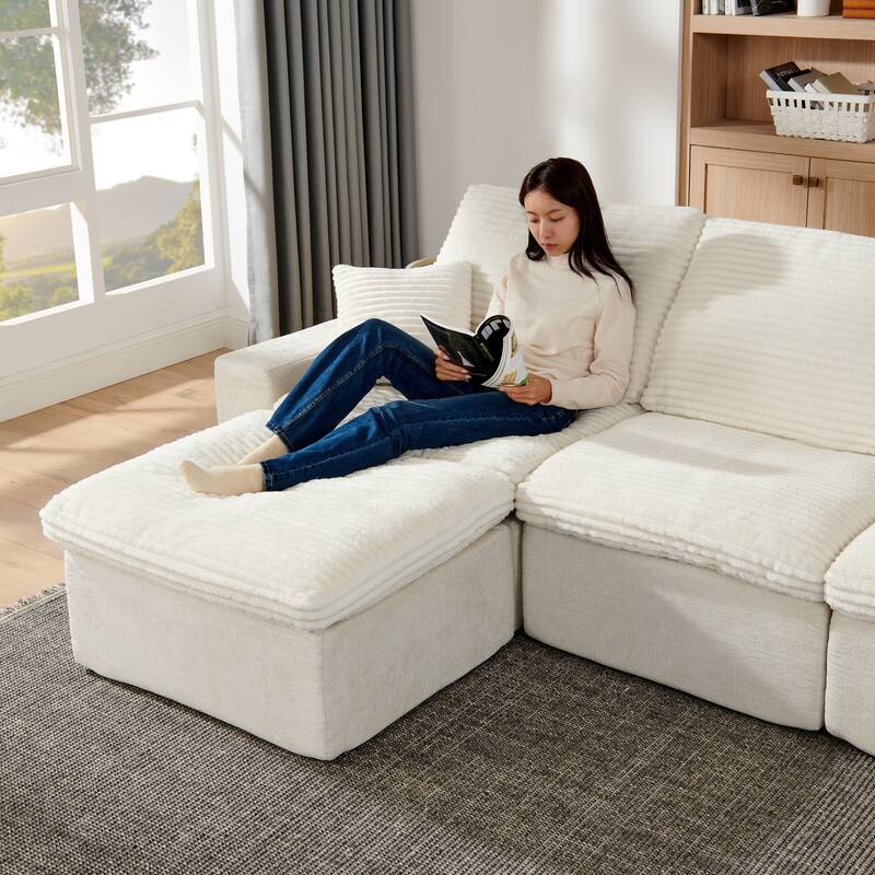 142" Modular U-Shaped Sectional Sofa, DIY Combination, No Assembly