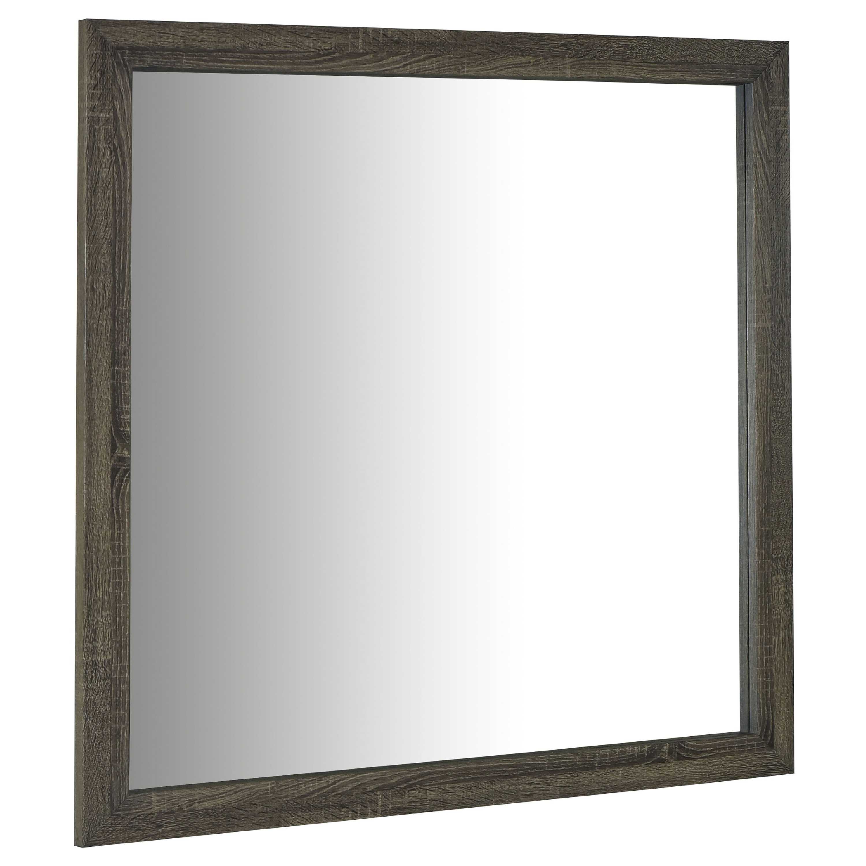 Benjara Reay Rectangular Dresser Mirror, Flat Glass Design, Oak Brown Wood - Brown Oak