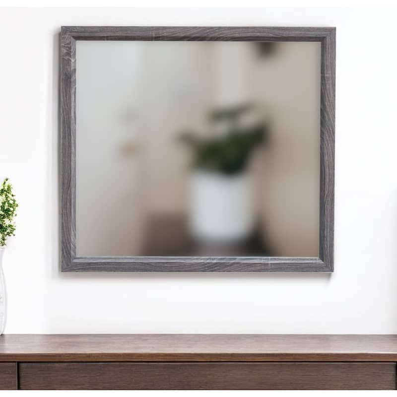HomeRoots 35" Dark Gray Wood Framed Accent Mirror - Dark Gray - 39' X '35' X '1 - Dark Gray - 39' X '35' X '1