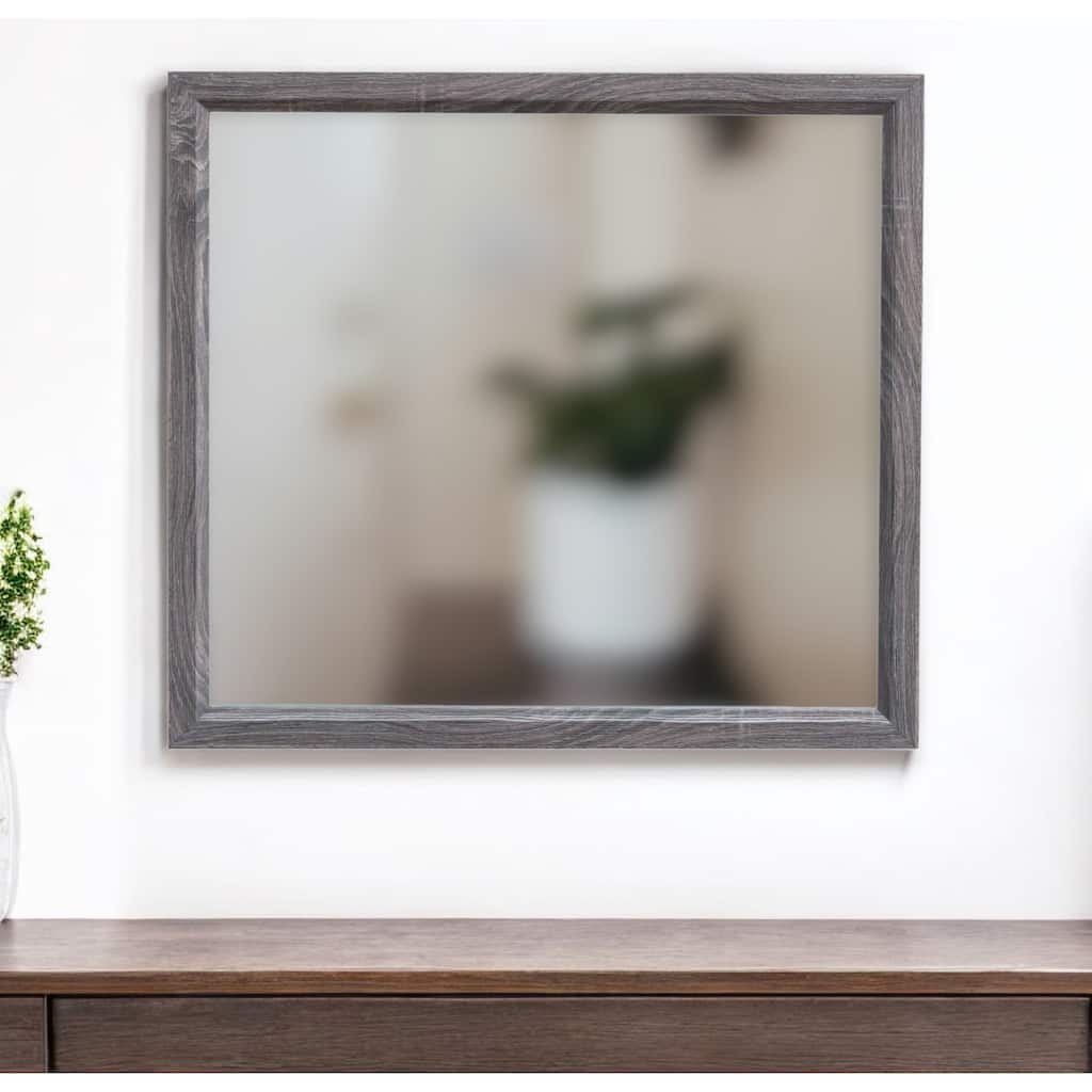 HomeRoots 35" Dark Gray Wood Framed Accent Mirror - Dark Gray - 39' X '35' X '1