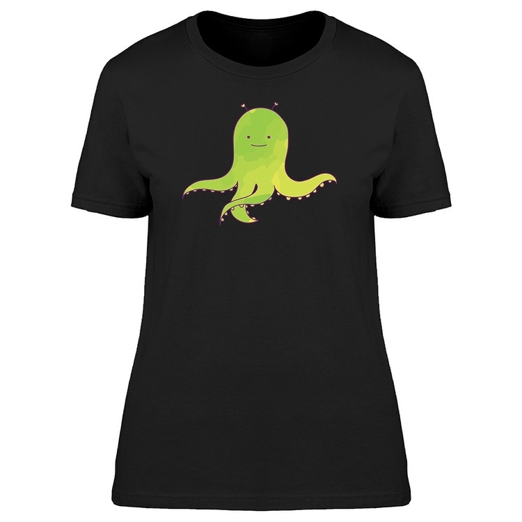 Cute Green Alien Octopus Doodle Tee Women's -Image by Shutterstock