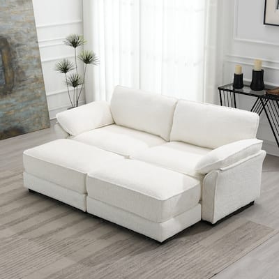 81" Chenille Modular Sectional Sleeper Sofa with Ottoman (4-Seat)