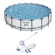 preview thumbnail 1 of 6, Bestway 18ft x 48in Steel Pro Round Frame Above Ground Pool Set with Accessories