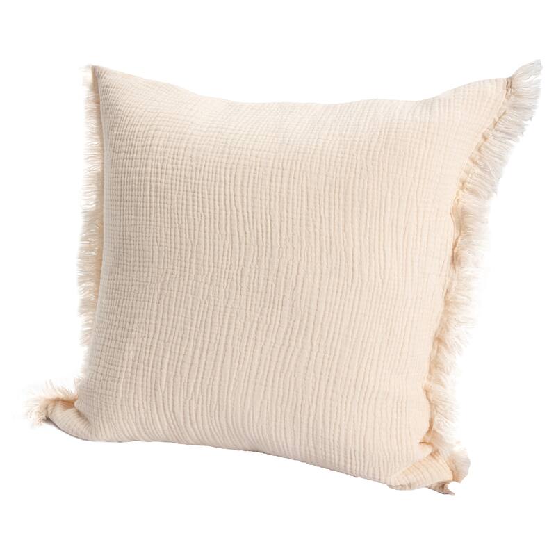 Sevita Solid Turkish Cotton Fringed Throw Pillow