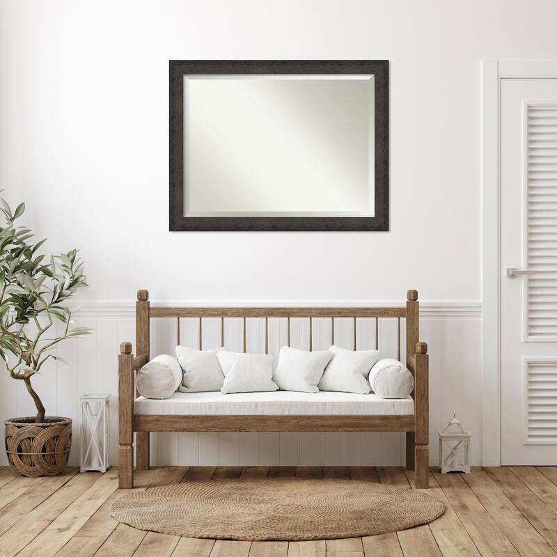 Dappled Beveled Wood Framed Wall Mirror