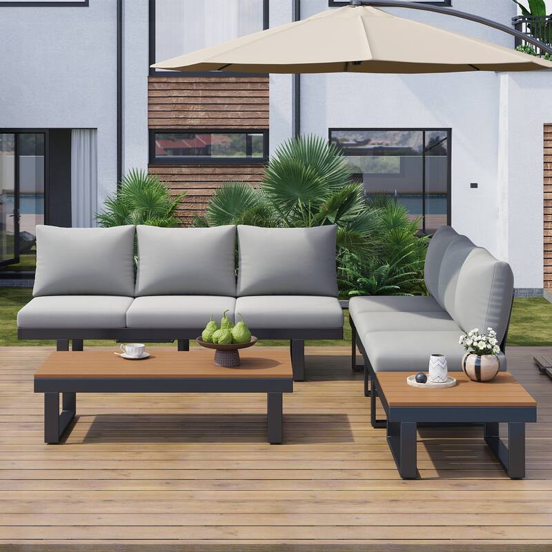 Outdoor Sectional Sofa Set Patio Conversation Set - Grey