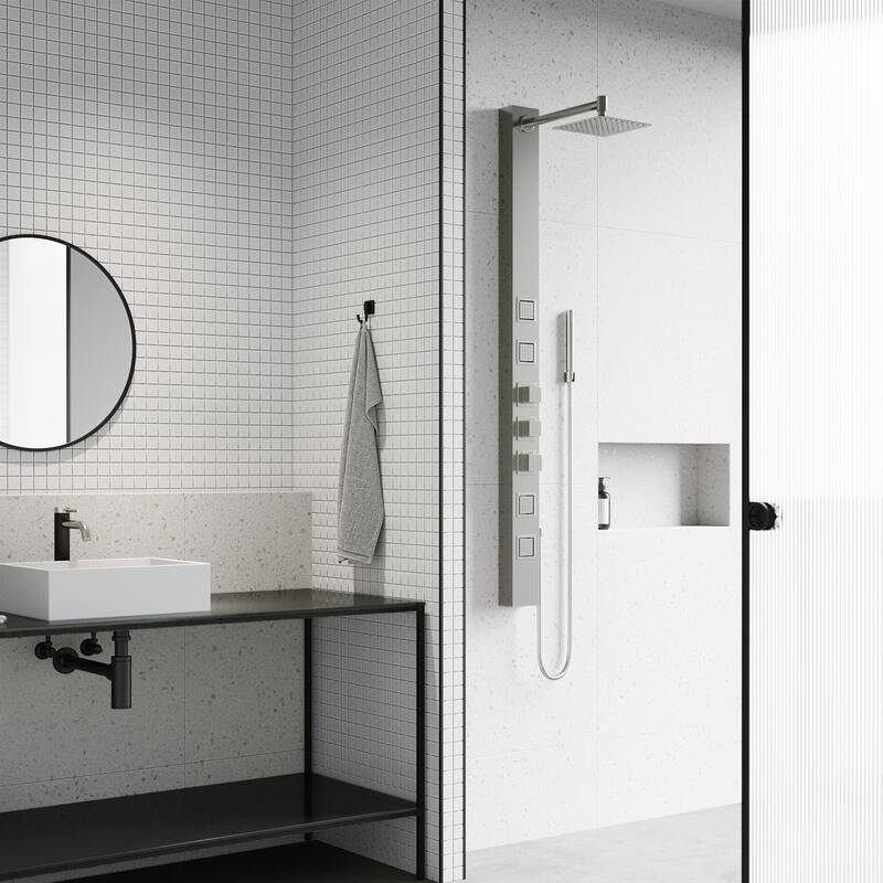 VIGO Sutton 58" H x 4" W 4-Jet Shower Panel with Square Shower Head