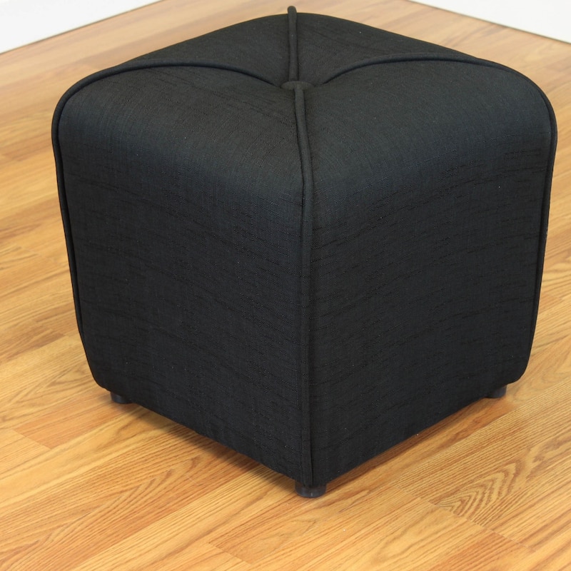 Sopri Upholstered Cube Modern Ottoman - Black
