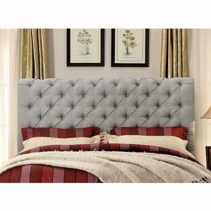 Calia Tufted Upholstery Chesterfield Platform Bed, Queen, Grey
