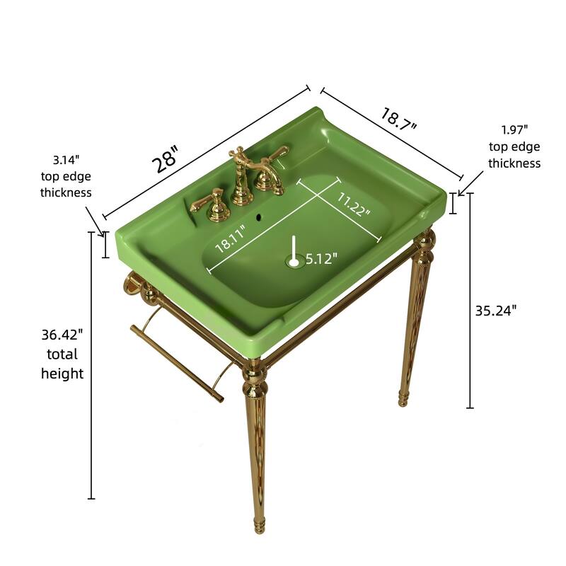 Wall-Mounted Bathroom Vanity with Ceramic Basin and Metal Legs
