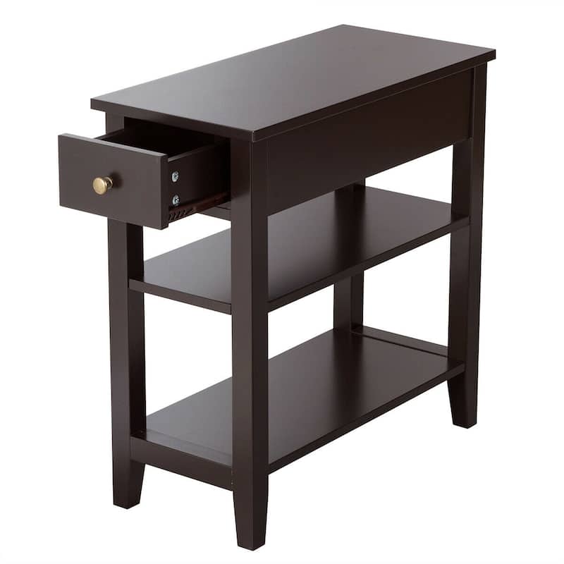 Gymax 3 Tier Nightstand Bedside Table Sofa Side End Table w/Double