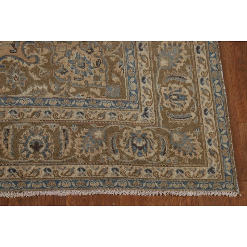 Traditional Mashad Persian Vintage Area Rug Handmade Wool Carpet - 6'2" x 9'3"