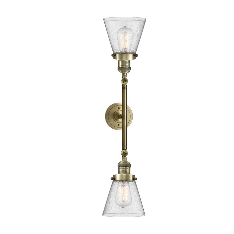 Innovations Lighting Small Cone 2 Light 23" Wide Bathroom Vanity Light - Antique Brass / Seedy