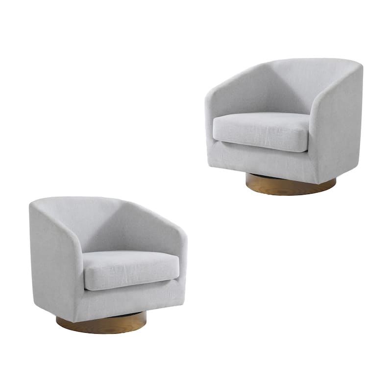 2 Set Modern Wide Round Swivel Accent Barrel Chairs