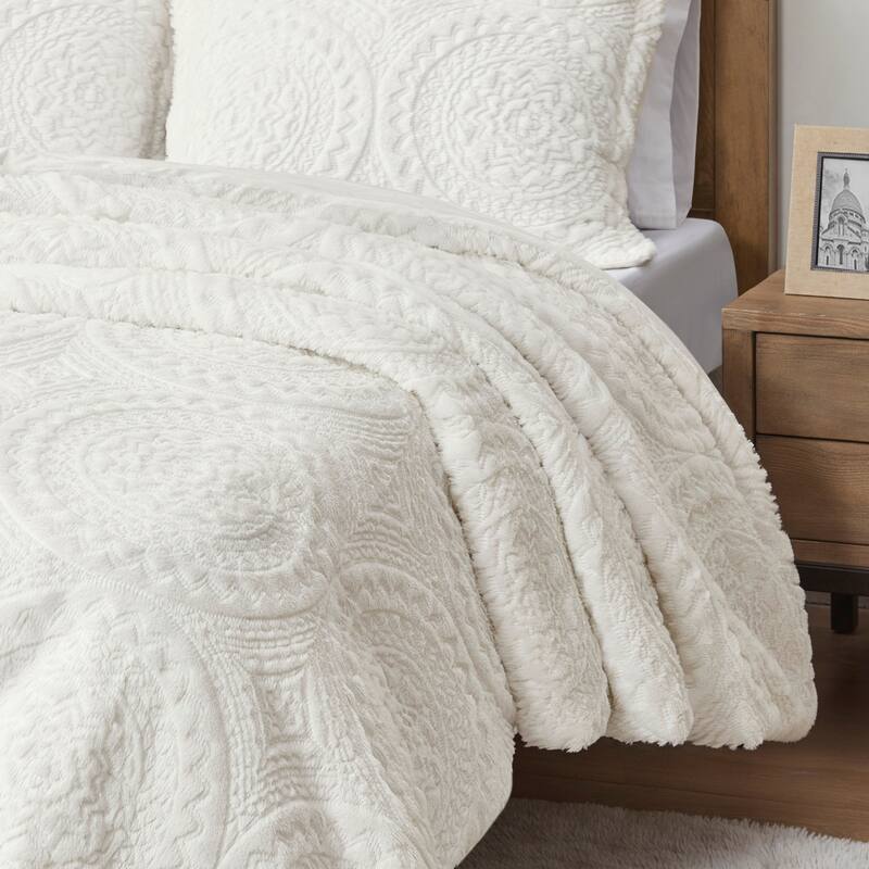Madison Park Nova Ivory Embroidered Medallion Ultra Plush Comforter Set