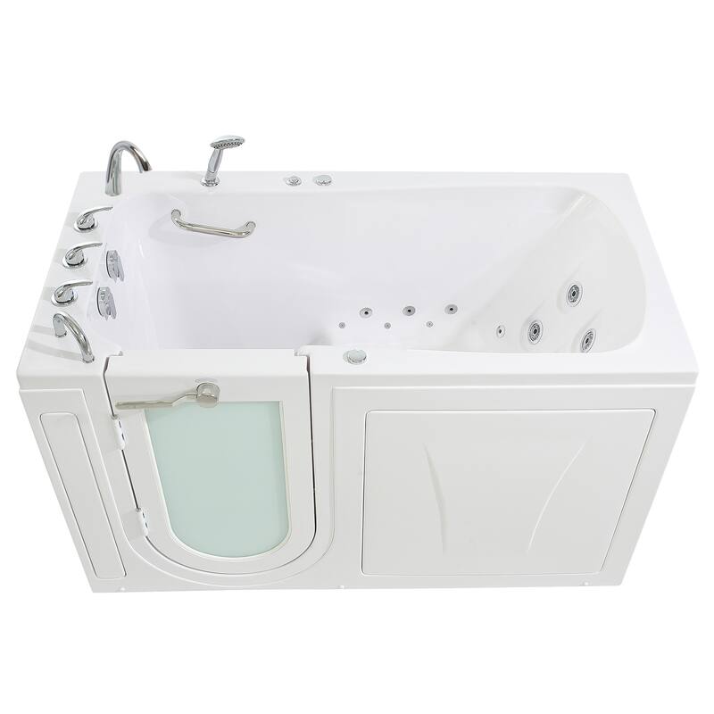 Ella Big4One 33"x66" Walk in Bathtub, Air + Hydro + Independent Foot Massage, 5 Piece Fast Fill Faucet, Dual 2" Drains