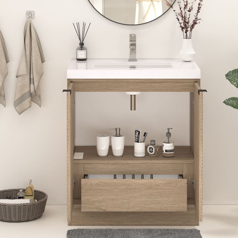Milano 30" Freestanding Bathroom Vanity with White Acrylic Sink