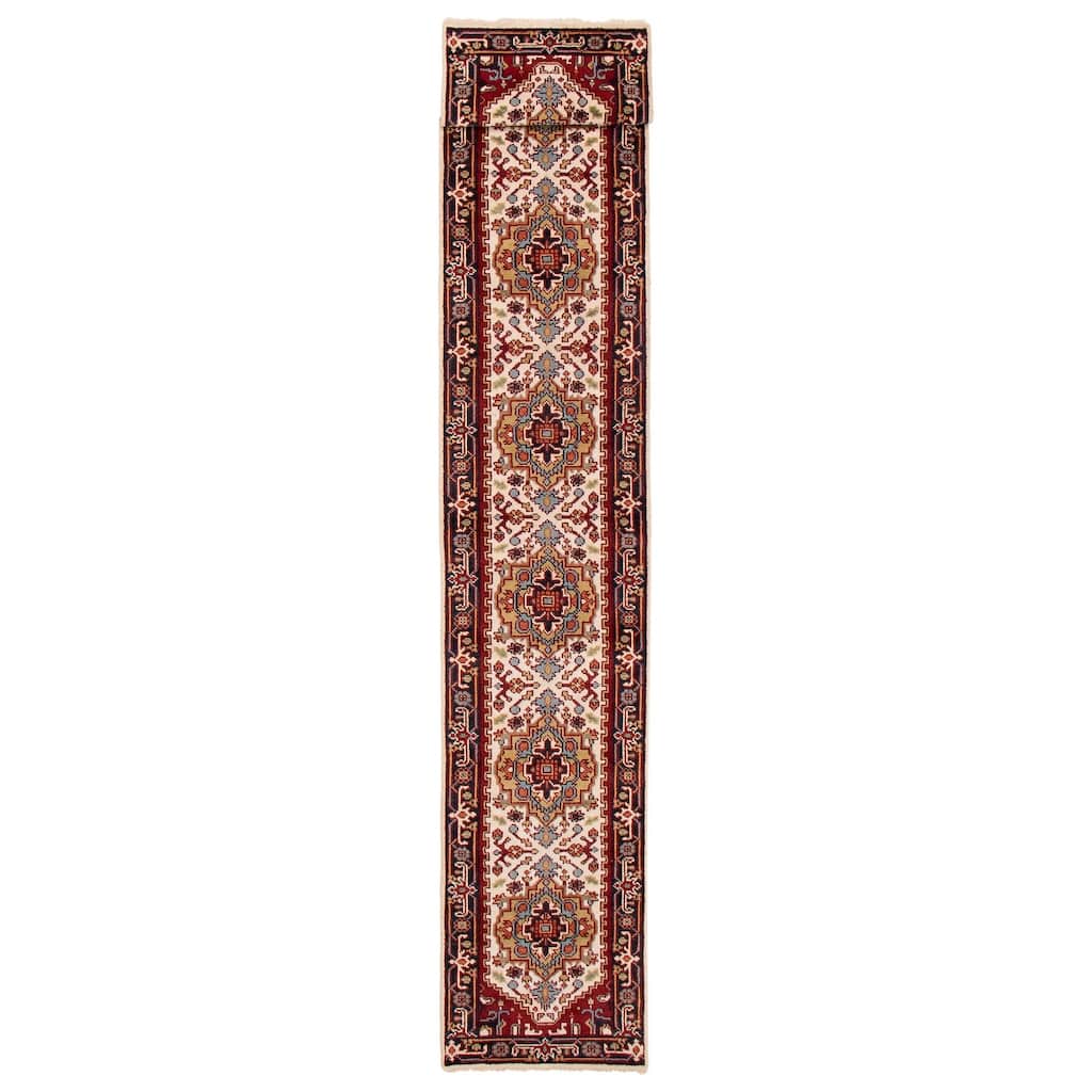 ECARPETGALLERY Hand-knotted Serapi Heritage Ivory Wool Rug - 2'6 x 16'1