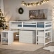 preview thumbnail 2 of 49, Low Study Twin Loft Bed with Cabinet and Rolling Portable Desk, White White