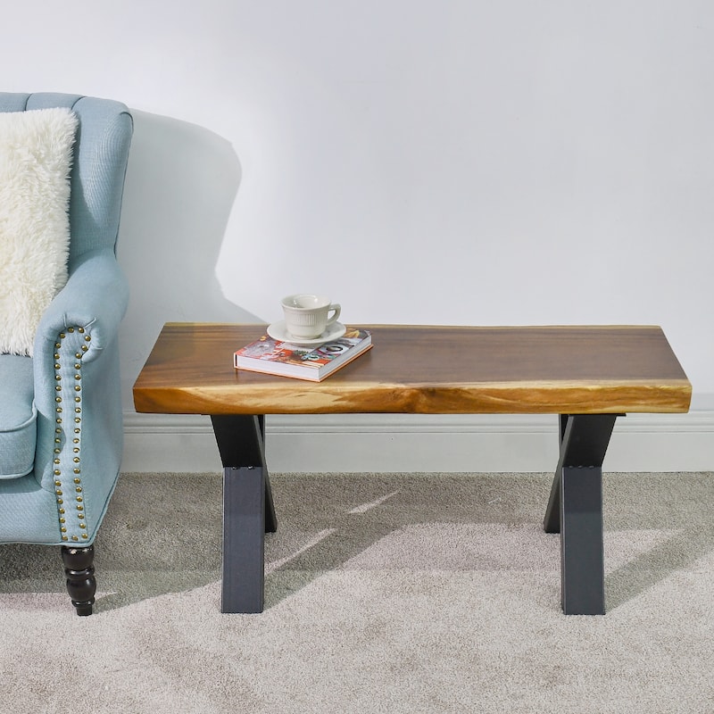 Natural Wood Rectangle Bench