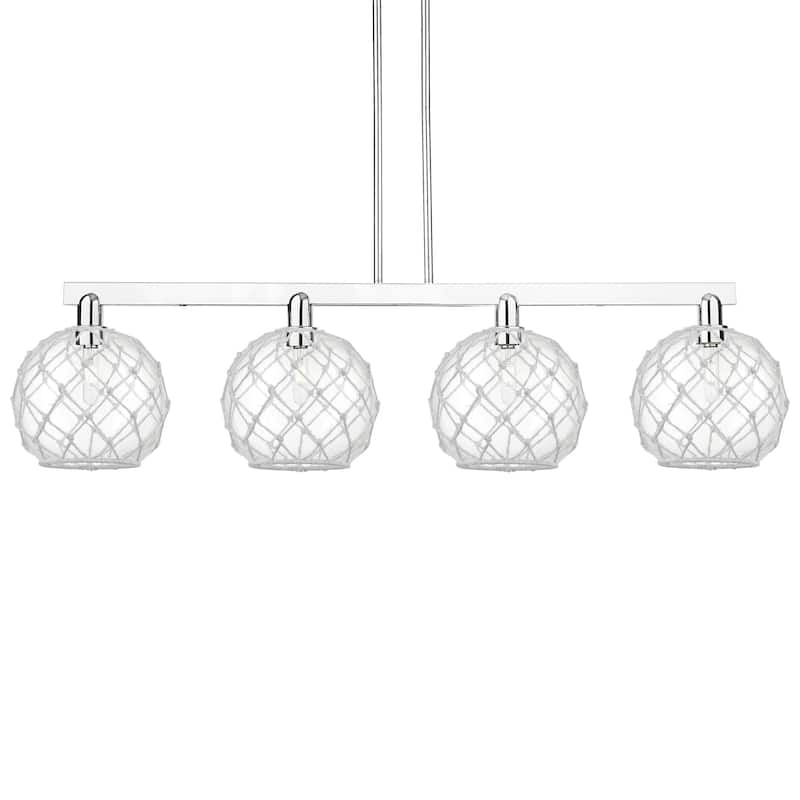 Innovations Lighting 716-4I-13-53 Farmhouse Rope Linear Farmhouse Rope - Polished Chrome / Clear Glass with White Rope