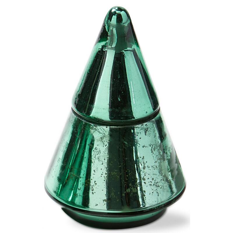 Mercury Glass Green Christmas Tree Scented Soy Wax Blend Candle with Lid, 3.0L x 3.0W X5.0H inches, Burn Time 25 Hours