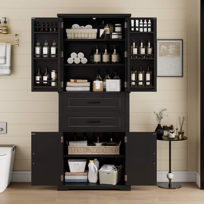 Multifunctional Storage Cabinet - Door & Drawer Organizer with Adjustable Shelf & Storage Shelves