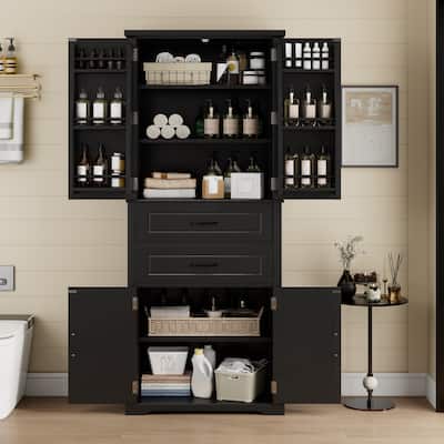 Storage Cabinet with Multi-Functional Storage Space for Bathroom/Living Room, 2 Drawers with Slide Rails, Adjustable Shelf