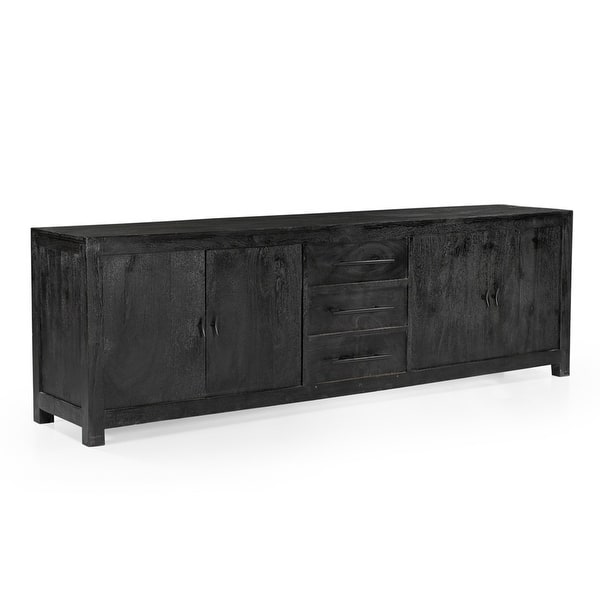 slide 2 of 5, Grackle Solid Wood Media Console - Black - 76"w x 16"d x 24"h