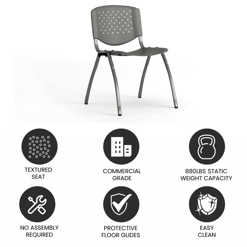 880 lb. Capacity Plastic Stack Chair with Powder Coated Frame