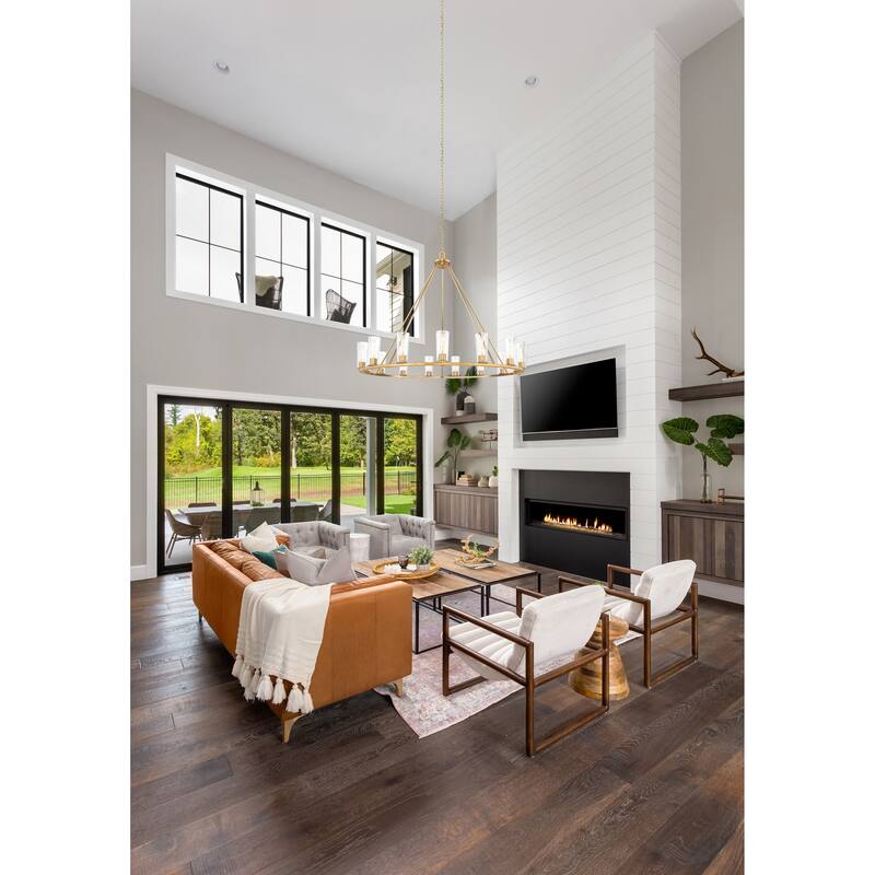 Titus 15 Light Chandelier in Modern Gold