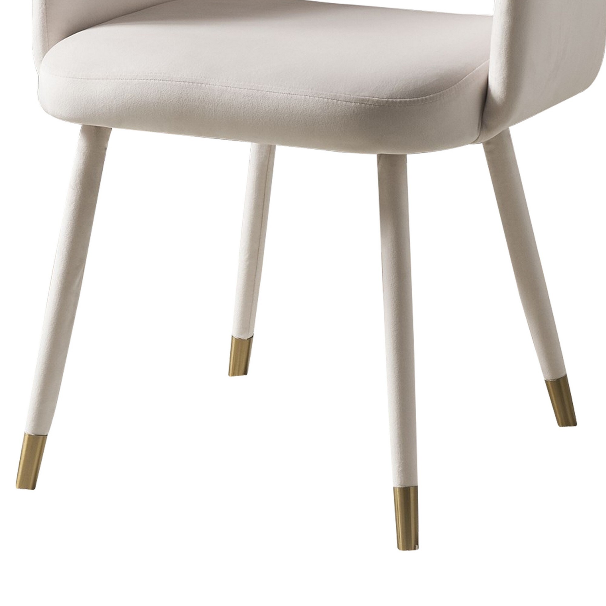 Velvet Padded Accent Chair With Open Back And Angled Legs Cream And Gold Overstock 31763102